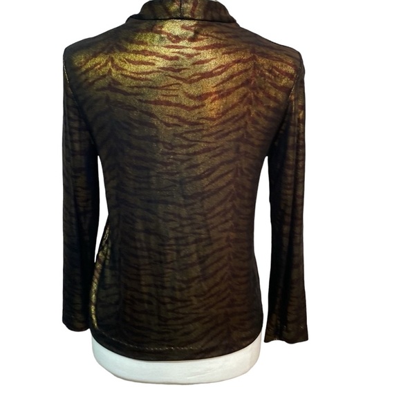 Chico’s Travelers Metallic Tiger Topper Blouse - Picture 3 of 4